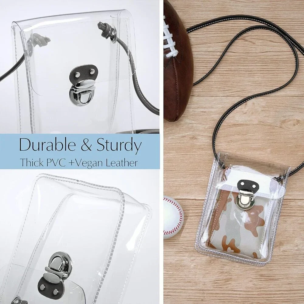 Clear PVC Small Crossbody Bag for Stadium Approved Women Cell Phone Purse - Picture 4 of 5
